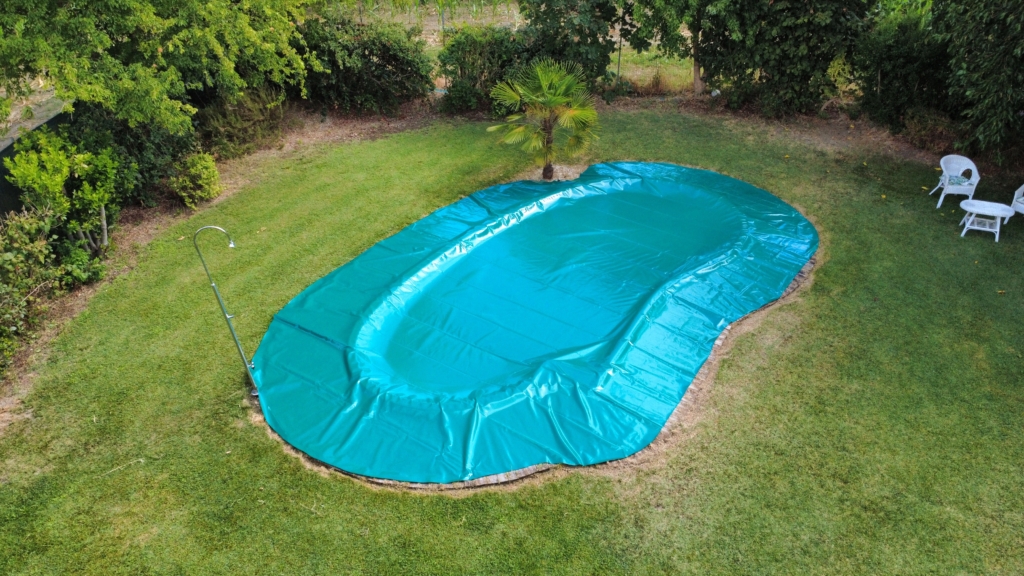 INTERNATIONAL COVER POOL Telo Invernale per Piscine de 3 x 6,5 m più 15 cm su ciascun Lato per l'ancoraggio a Colori Grigio (Esterno) / Grigio (Interno